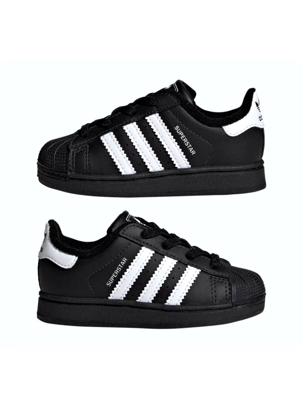Adidas Kids Core Black Cloud White Superstar II Elastic Lace Shoes Size 6K
